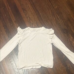 GAP Factory Ivory Ruffle Long Sleeve Tee